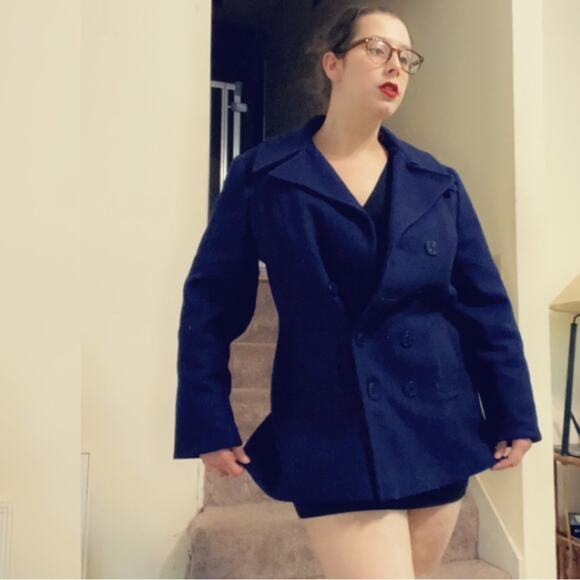 60s naval peacoat in blue - Picture 2 of 7